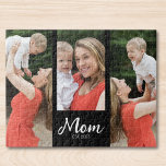 Mom Established Modern Script 3 Photo Puzzle<br><div class="desc">Black White Mom Established Script 3 Photo Elegant Modern Design. Customize it. Replace the photos with your own of your kids and change the years to the years you became a mom.</div>