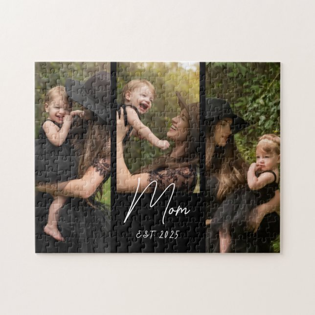 Mom Established Modern Script 3 Photo  Puzzle (Horizontal)
