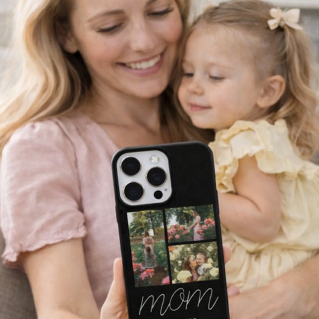 Mom Established Modern Script Black 3 Photo Case iPhone Hülle (Von Creator hochgeladen)