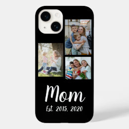Mom Established Modern Script Black 3 Photo Case-Mate iPhone 14 Hülle