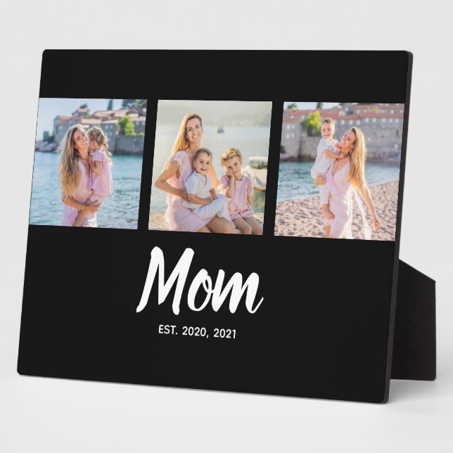 Mom Established Modern Script Black 3 Photo Fotoplatte (Seite)