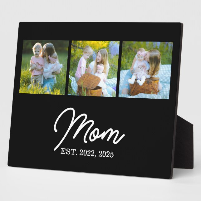 Mom Established Modern Script Black 3 Photo Fotoplatte (Seite)