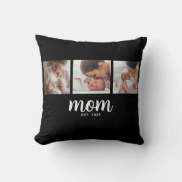 Mom Established Modern Script Black 3 Photo Kissen