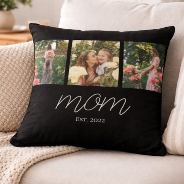 Mom Established Modern Script Black 3 Photo  Kissen (Von Creator hochgeladen)