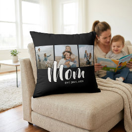 Mom Established Modern Script Black 3 Photo Kissen