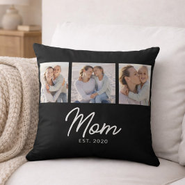 Mom Established Modern Script Black 3 Photo Kissen