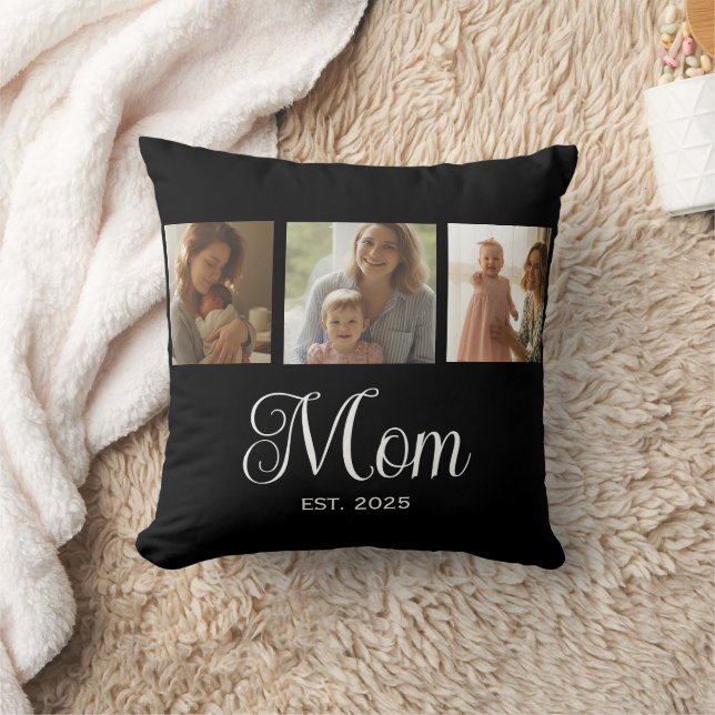 Mom Established Modern Script Black 3 Photo Kissen (Decke)