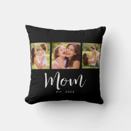 Mom Established Modern Script Black 3 Photo Kissen
