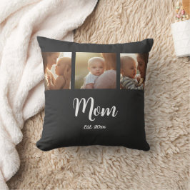 Mom Established Modern Script Black 3 Photo Kissen