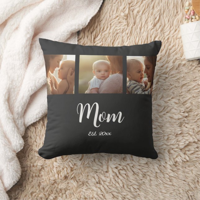 Mom Established Modern Script Black 3 Photo Kissen (Decke)