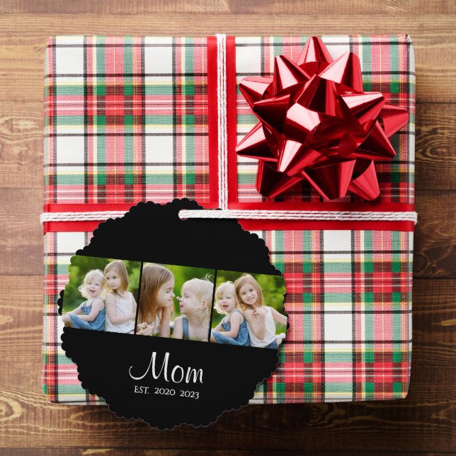 Mom Established Modern Script Black 3 Photo  Ornament Karte (Insitu (Geschenk))
