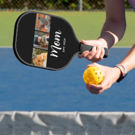 Mom Established Modern Script Black 3 Photo Pickleball Schläger