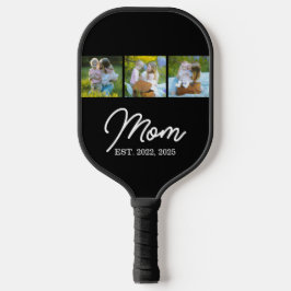 Mom Established Modern Script Black 3 Photo Pickleball Schläger