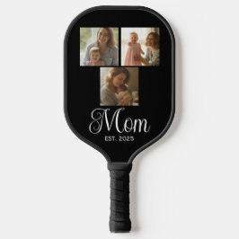 Mom Established Modern Script Black 3 Photo Pickleball Schläger
