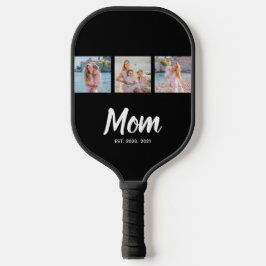 Mom Established Modern Script Black 3 Photo Pickleball Schläger