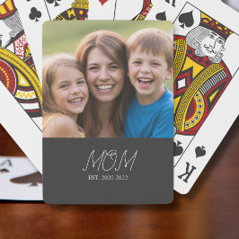 Mom Established Modern Script Black 3 Photo Spielkarten