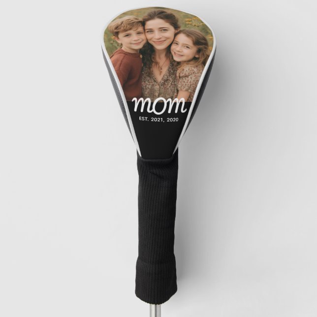 Mom Established Modern Script Photo Golf Headcover (Vorderseite)