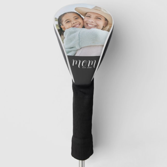 Mom Established Modern Script Photo Golf Headcover (Vorderseite)
