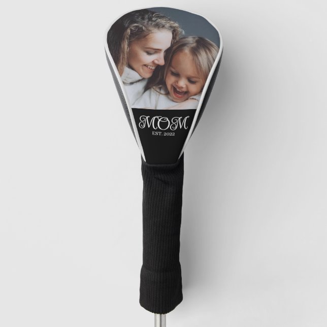Mom Established Modern Script Photo Golf Headcover (Vorderseite)