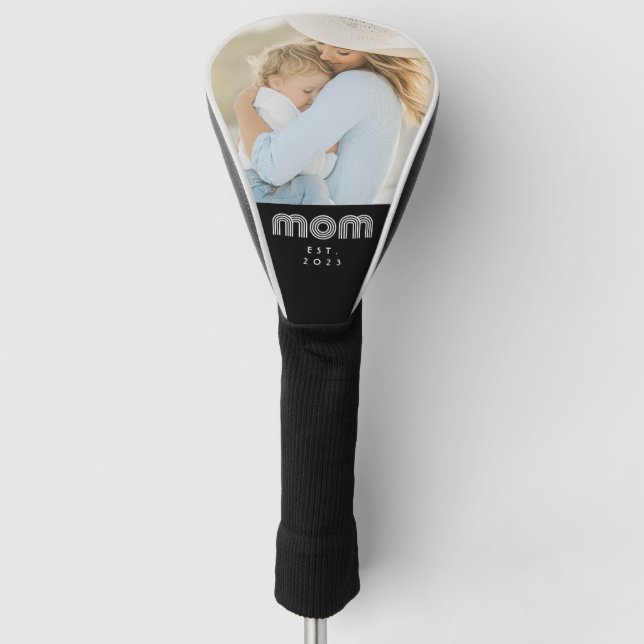 Mom Established Modern Script Photo  Golf Headcover (Vorderseite)