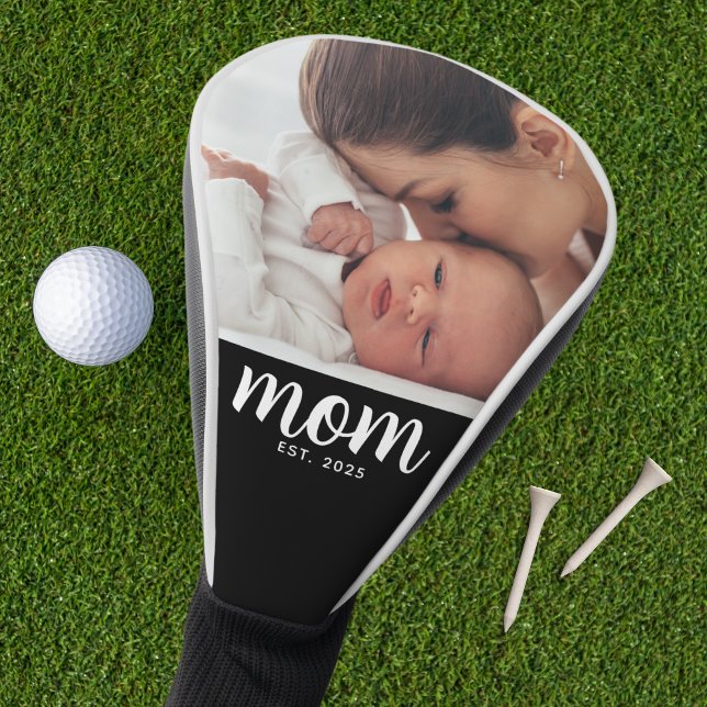 Mom Established Modern Script Photo Golf Headcover (Von Creator hochgeladen)