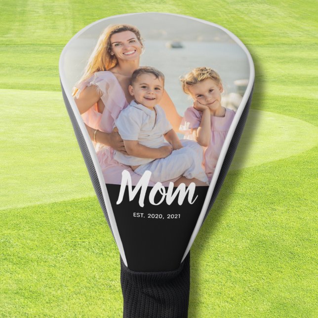 Mom Established Modern Script Photo Golf Headcover (Personalize with photo and Year(s))