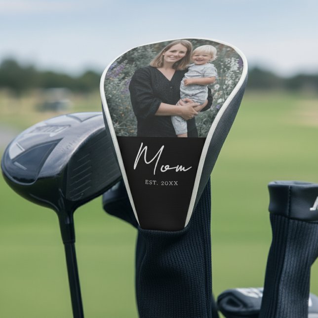 Mom Established Modern Script Photo Golf Headcover (Von Creator hochgeladen)