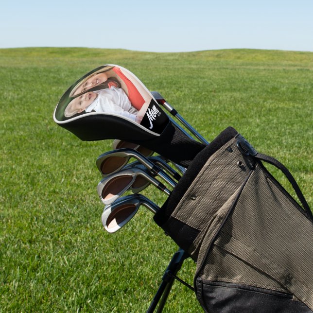 Mom Established Modern Script Photo Golf Headcover (In SItu)