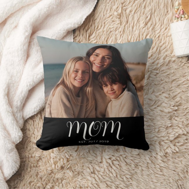 Mom Established Modern Script Photo Kissen (Decke)