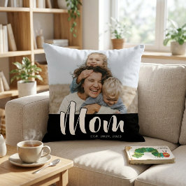 Mom Established Modern Script Photo Kissen