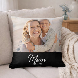 Mom Established Modern Script Photo Kissen