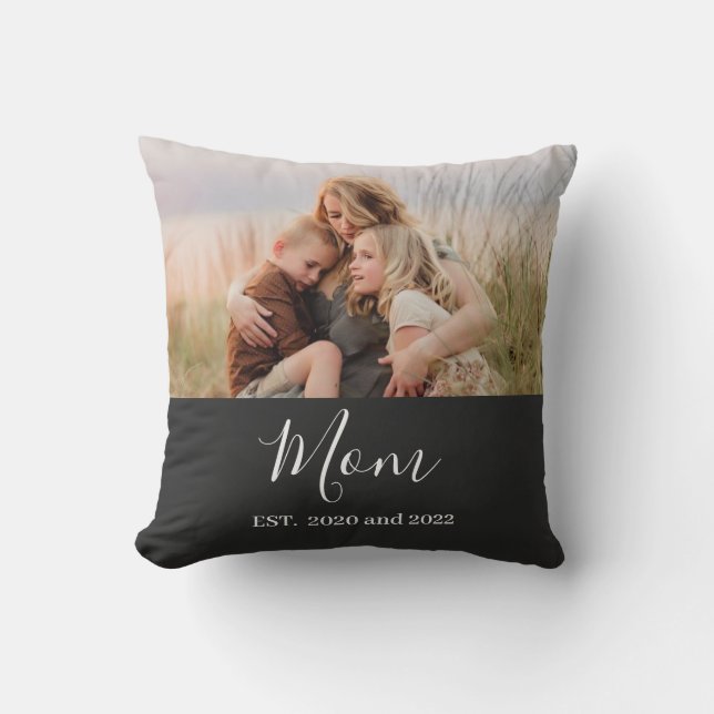 Mom Established Modern Script Photo Kissen (Vorderseite)