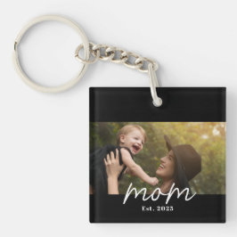 Mom Established Modern Script Photo Schlüsselanhänger