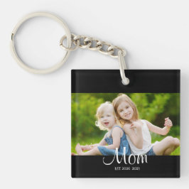 Mom Established Modern Script Photo Schlüsselanhänger