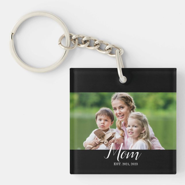 Mom Established Modern  Script Photo  Schlüsselanhänger (Vorderseite)