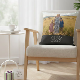 Mom Established Modern Script Photo  Throw Pillow Kissen