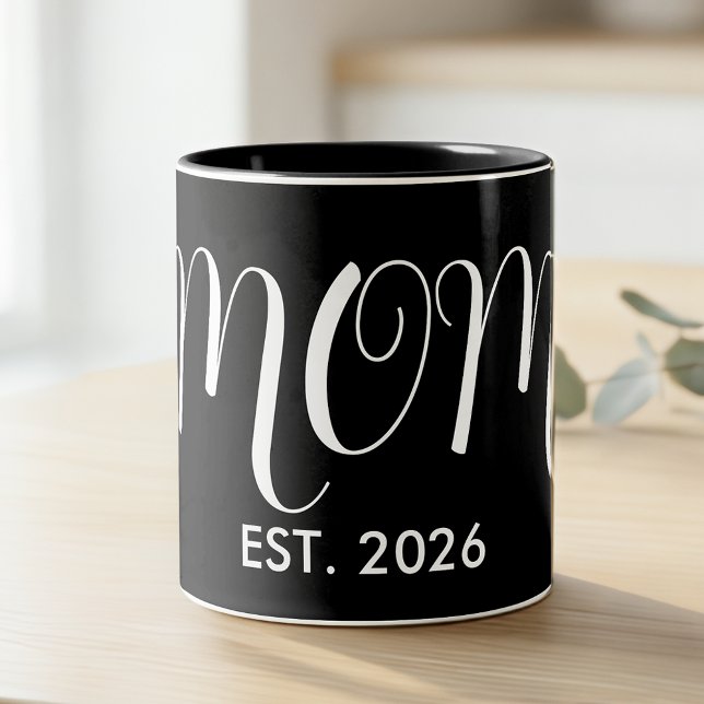 Mom Established New Mom Big Script Zweifarbige Tasse (Von Creator hochgeladen)