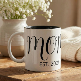 Mom Established New Mom Big Script Zweifarbige Tasse