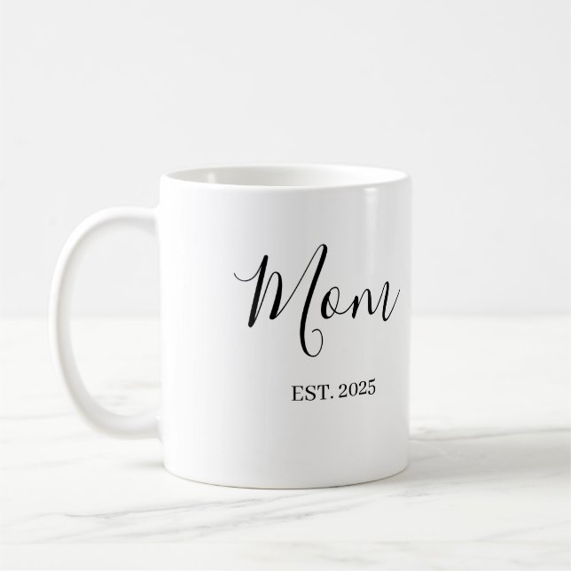Mom Established New Mom Gift Minimalist Kaffeetasse (Links)