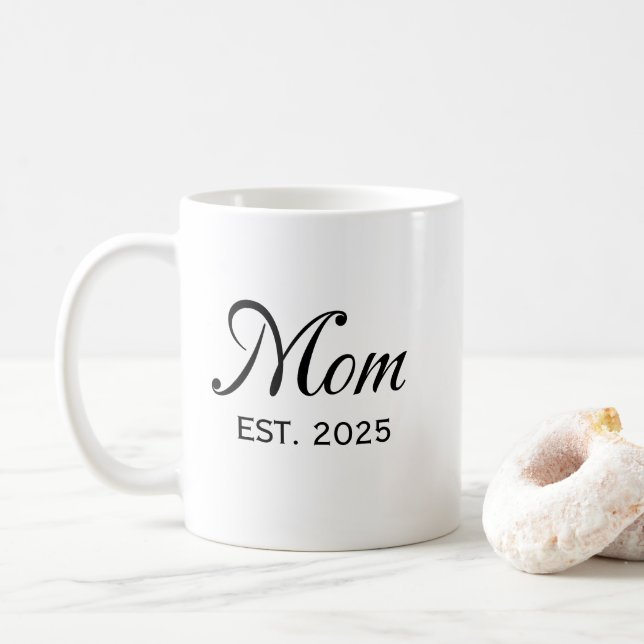 Mom Established New Mom Gift Personalized Est Kaffeetasse (Mit Donut)