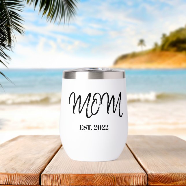 Mom Established New Mom Gift Thermal Wine Tumbler (Strand (gedreht))