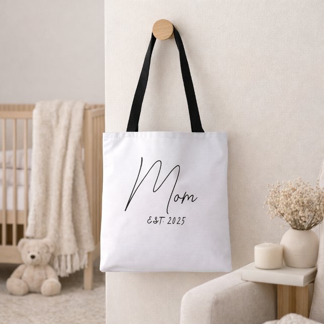 Mom Established New Mom Gift Tote Bag (Von Creator hochgeladen)