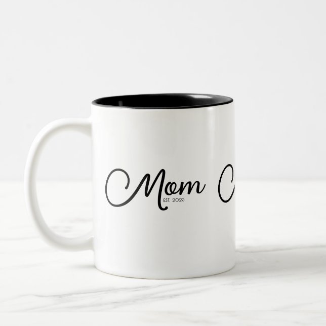 Mom Established New Mom Gift Two-Tone Coffee Mug Zweifarbige Tasse (Links)