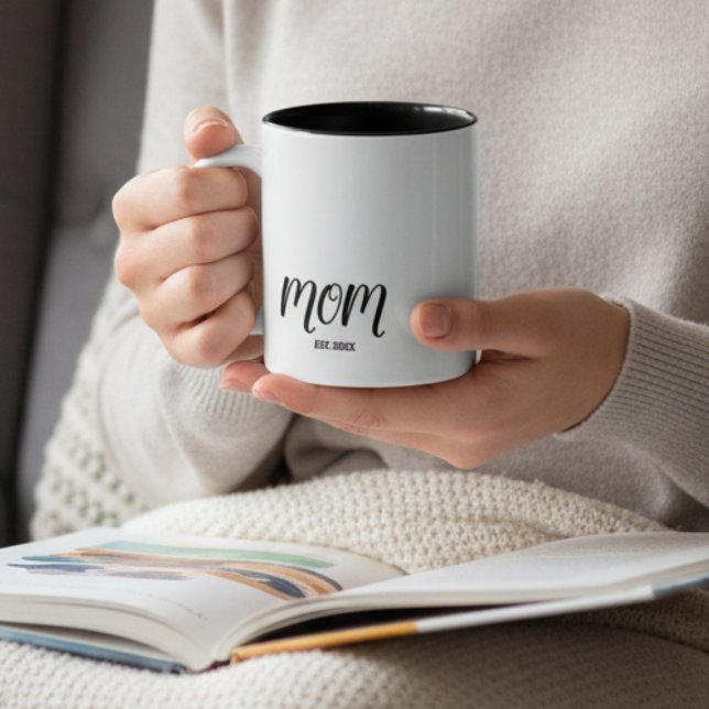 Mom Established New Mom Gift Zweifarbige Tasse (Von Creator hochgeladen)