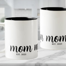 Mom Established New Mom Gift Zweifarbige Tasse