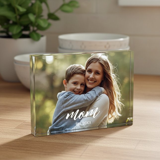 Mom Established Photo Mother's Day Acrylic Block (Von Creator hochgeladen)