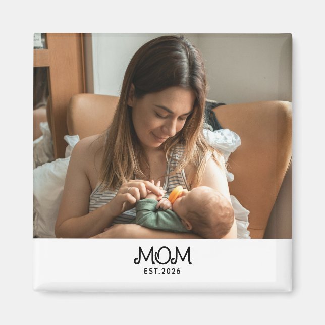 Mom Established Photo Mother's Day Magnet (Vorne)