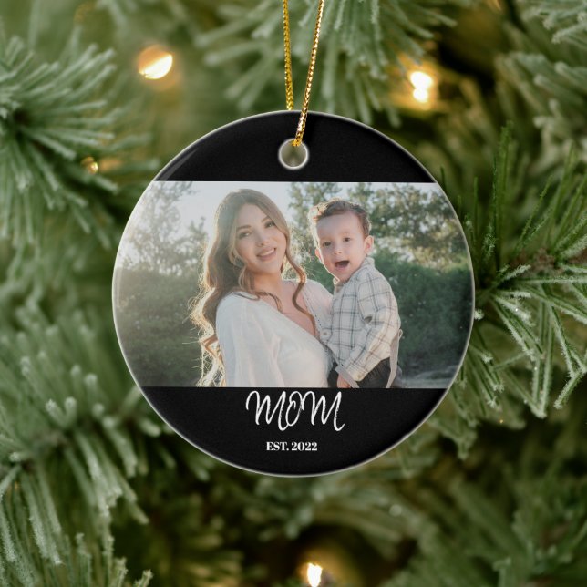 Mom Established, Photo, Script, Ceramic Ornament (Baum)