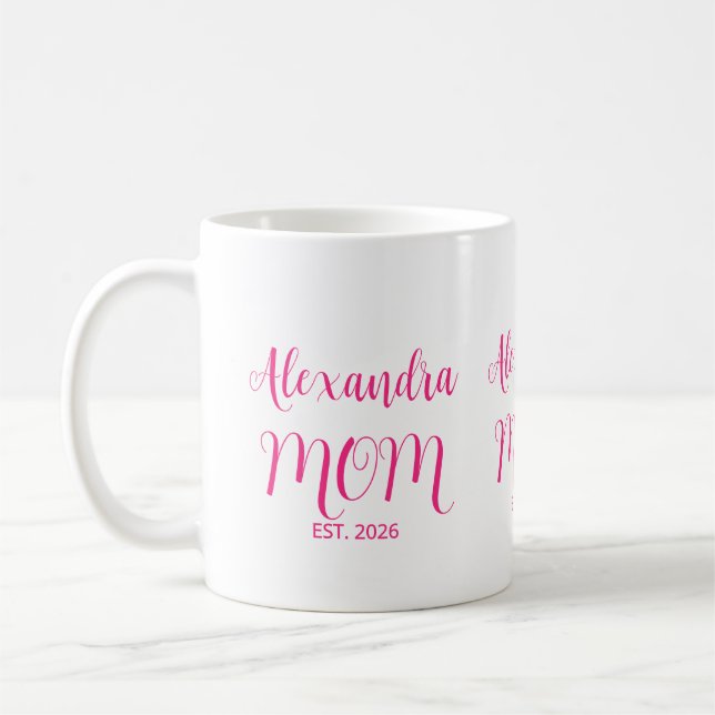 Mom Established Pink Script Name  Two-Tone Coffee Kaffeetasse (Links)