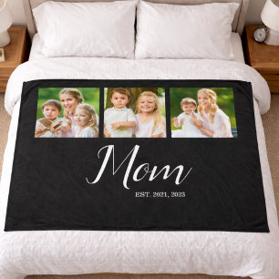 Mom Established Schrift Schwarz 3 Foto Fleecedecke